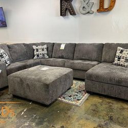 Smoke/Gray Oversized Sectional Sofa Couch 