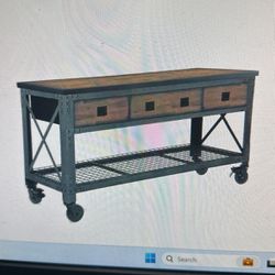 Industrial Mobile workbench/ Wood Decor Style