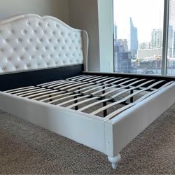 White Tufted King And Queen Size Bed Frame