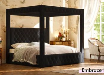 KING CANOPY PLATFORM BED NEW IN BOX