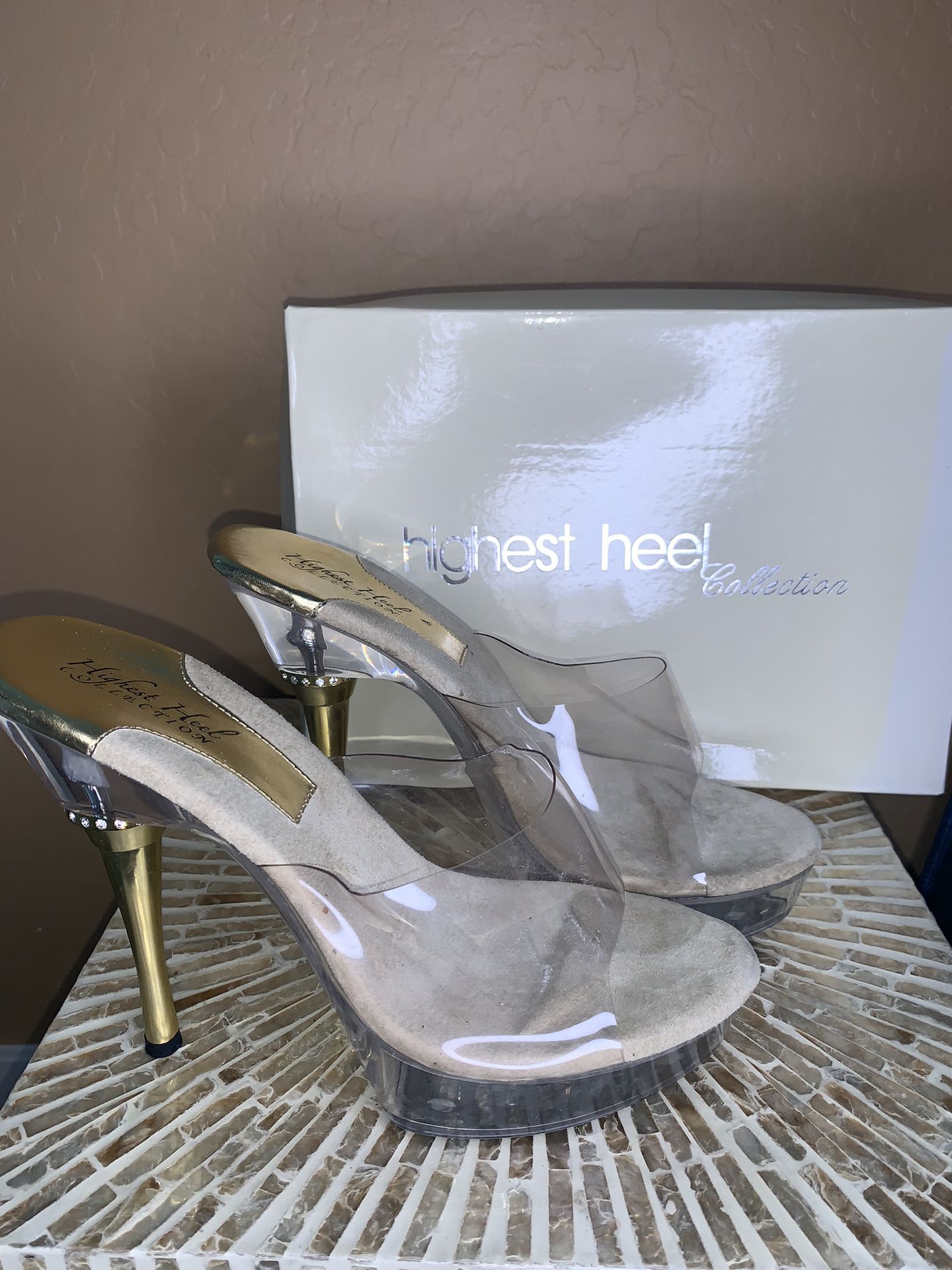 Gold And Clear High Heel Shoe 