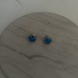 Halo Blue Opal Earrings 
