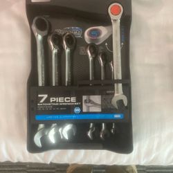 7 Piece Power torque Metric ratcheting Wrench Set