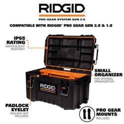 Pro Gear System Gen 2.0 Stackable Durable 22 in. Modular Tool Box Storage With Heavy Duty Latches and Handles