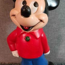 Vintage 1960's Disney Mickey Mouse Plastic Piggy Bank 11"