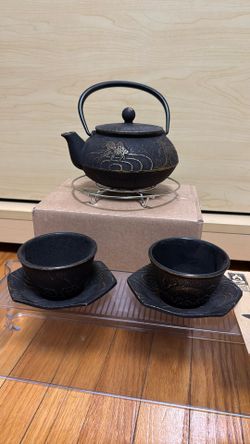New  Teavana Iron Teapot And Cup Set, Made In Japan 