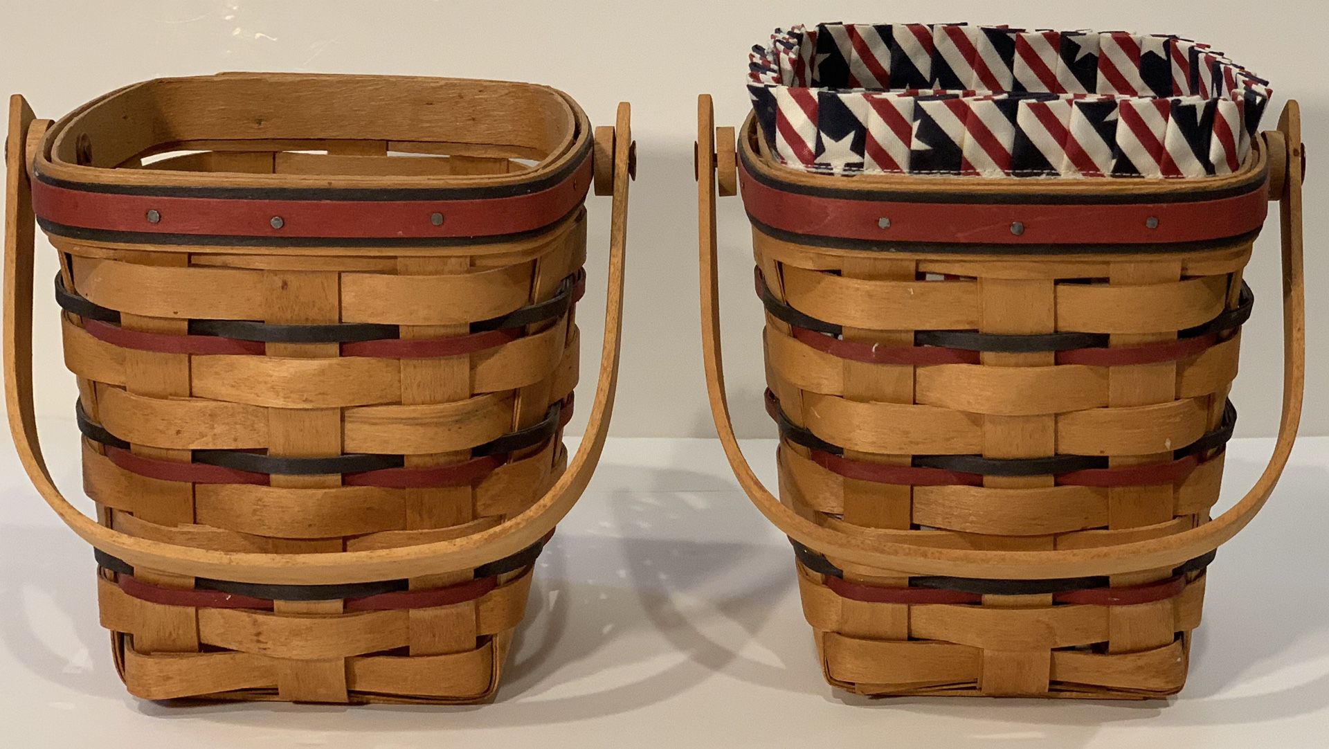 2 all-American Carry Along Baskets Longaberger 1 liner and protector