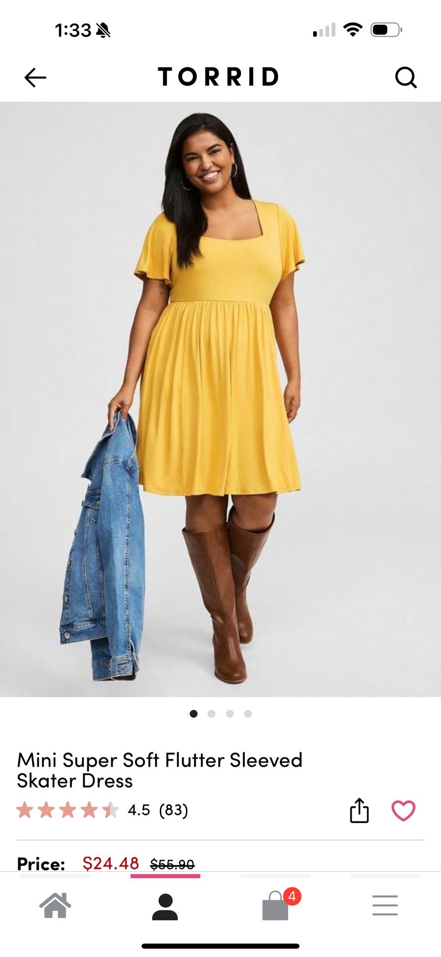 Torrid Yellow Dress (3) NWT