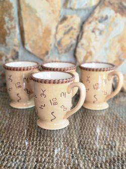 Montana Lifestyles 4 - 4.5" Footed Coffee Cups From Their 2003 "Branded" Collection