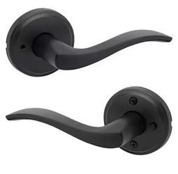 Sedona Matte Black Reversible Round Wave Bed/Bath Door Handle=Sed-024