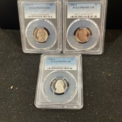 Lot Of 3 Gem Proof Jefferson Nickels All Rated At PR69 With A deep Cameo 87-89