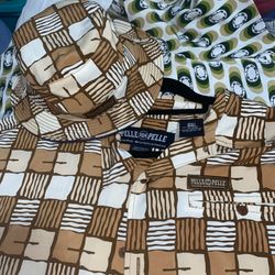 Men’s Pelle Pelle button up shirt size 2XL with matching reversible bucket hat