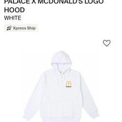 Palace x McDonald's White Logo Hoodie  Large 