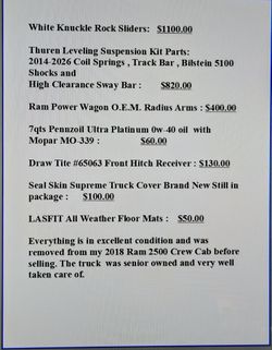 Ram 2500 Parts Assortment