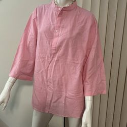 Women Button Down Pink Shirt/tunic/top/blouse /size L/brand New 
