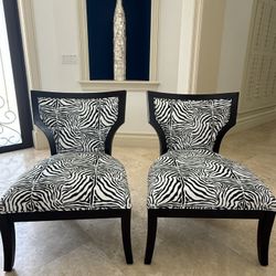Pair of Z Gallerie Zebra Print Accent Chairs | Hollywood Regency | Modern Glam