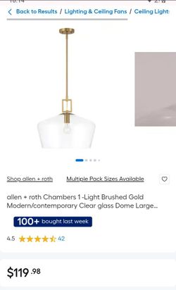 Allen + Roth Brushed Gold Dome Pendant Light