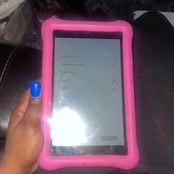 Blue And Pink Cased Amazon Fire Tablets 