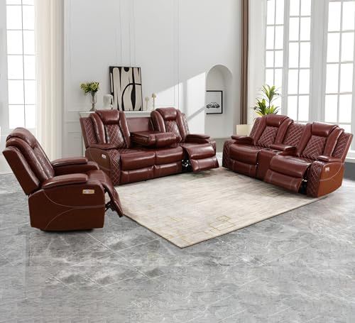 💥FREE DELIVERY💥Brand New POWER, LED, USB 3PC Reclining Sofa Loveseat Chair Set