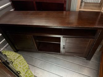 Dark Wood TV Stand with Cabinet Doors