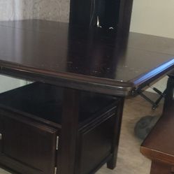 ASHLEY'S  FURNITURE ESSPRESSO KITCHEN TABLE And NIGHTSTAND