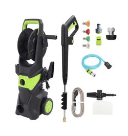 High Pressure Washer, 100BAR Electric Power Washer Car Washer 5.6L min with 23FT Hose 4 Nozzles