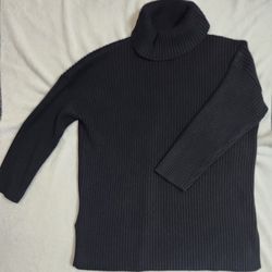 Women's Sz XL Lillusory Ribbed Turtleneck Long Sleeve Tunic Sweater, Gently Worn w No Flaws Noted