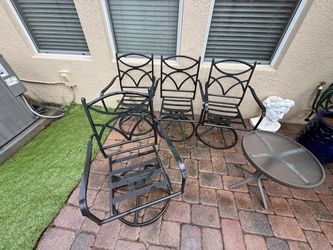 Metal Patio Swivel Chairs Set of 4