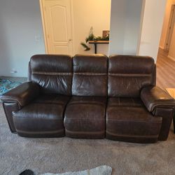 Reclining leather couch