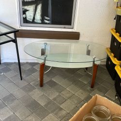Glass Coffee Table With Wood Accent 