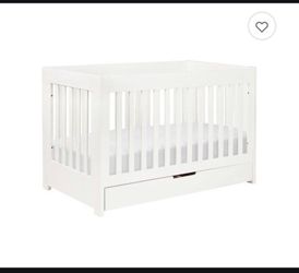 Babyletto Mercer 3-in-1 Convertible Crib w/ Mattress & Toddler Rail – White