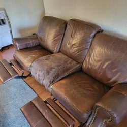 Free Leather double recliner sofa