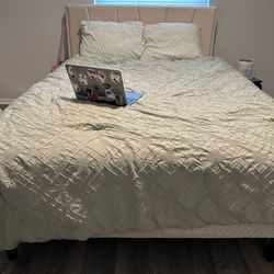 Cream full size bed frame