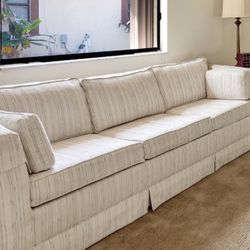 Vintage Convertible Sleeper fashion Sofa beige striped Stearns and Foster