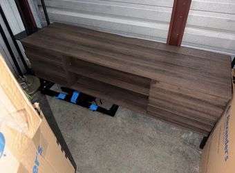Dark walnut finish wooden TV stand