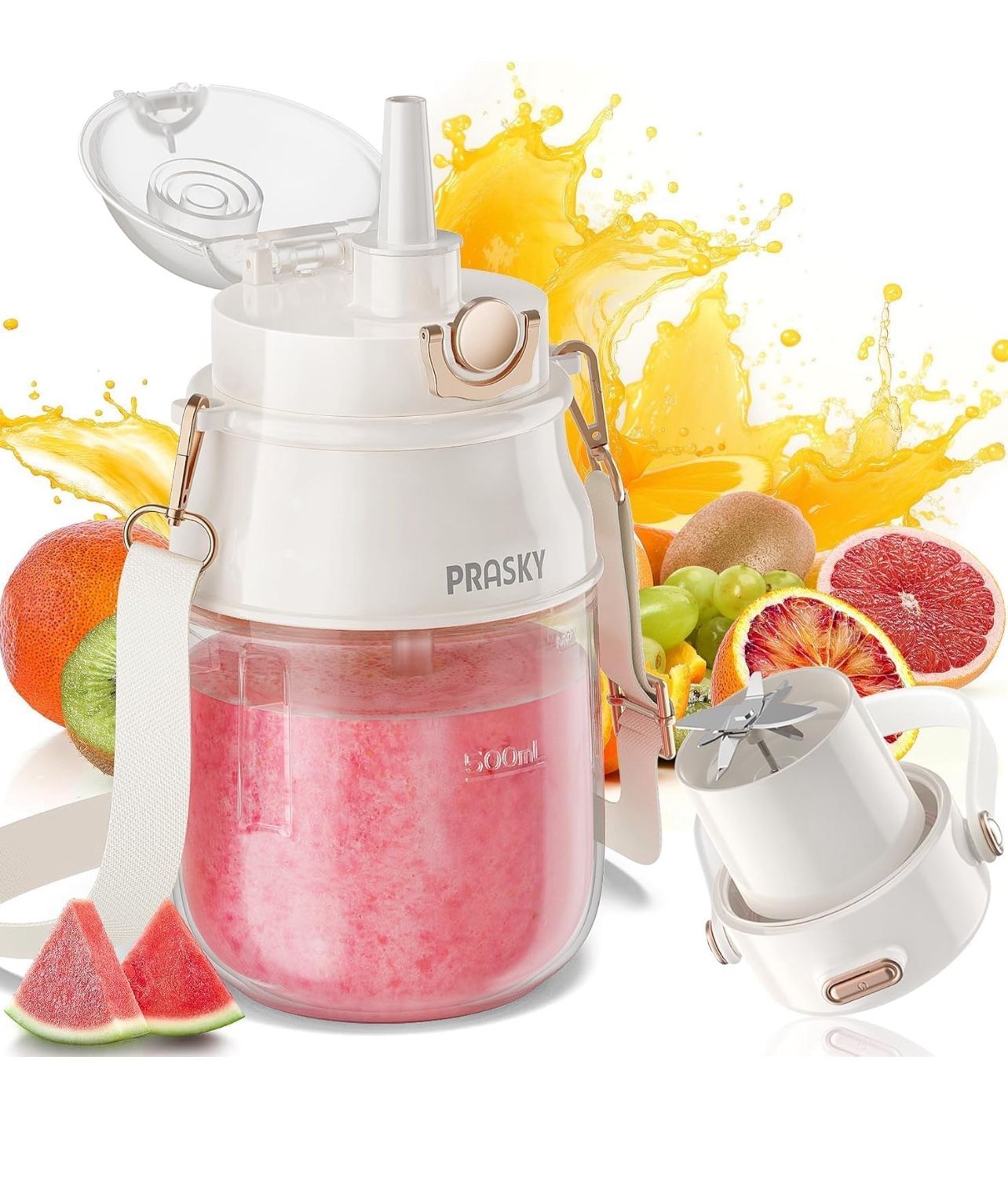Brandnew Personal Blenders for Shakes and Smoothies with 27oz Cup, Lid and Shoulder Strap, Type-C USB Rechargeable, Personal Size Blenders BPA-free fo