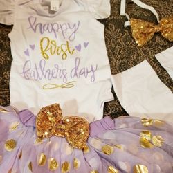 Baby Girl Happy First Father's Day Outfit 