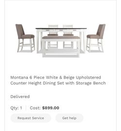 Bob’s Montana 6-Piece Counter Height Dining Set with Storage Bench – Excellent Condition