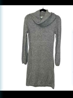 Boden Cowl turtleneck grey sweater dress long sleeve cotton cashmere angora blend size 6A Women's