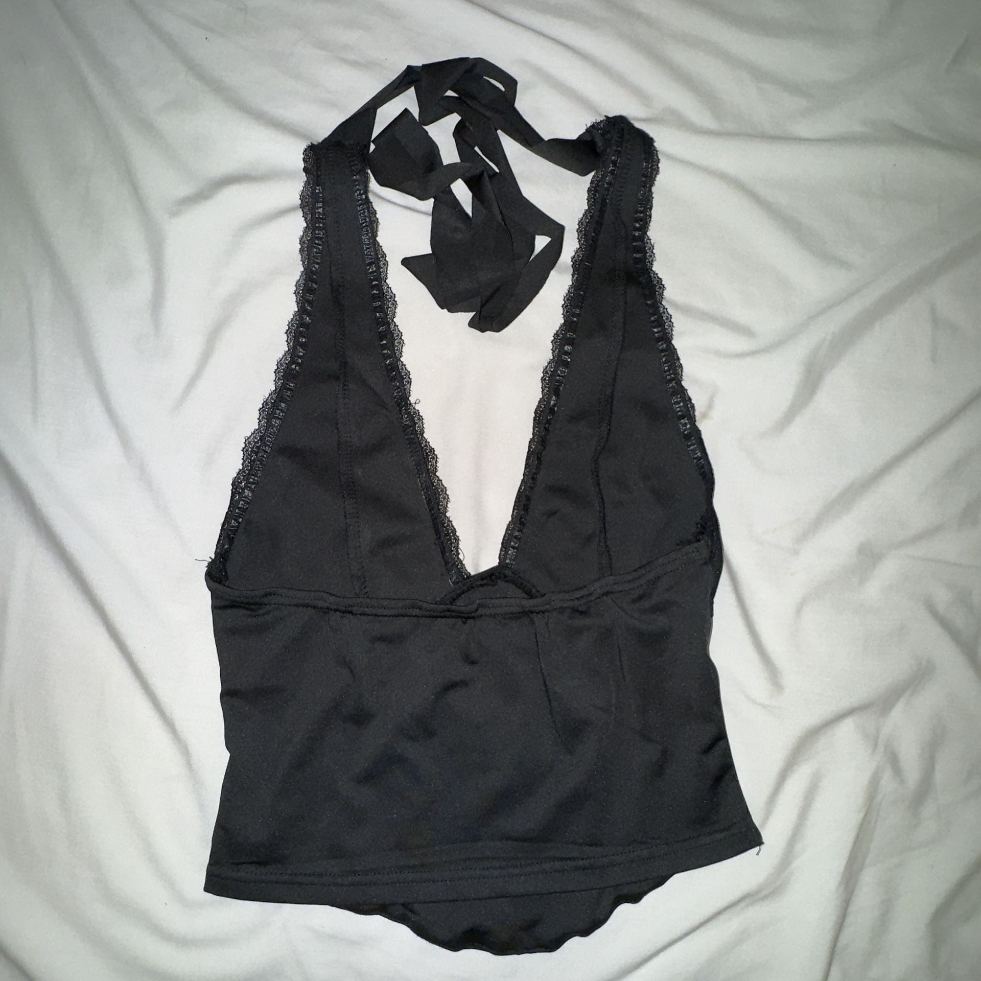 Black Lace Halter Top Size M