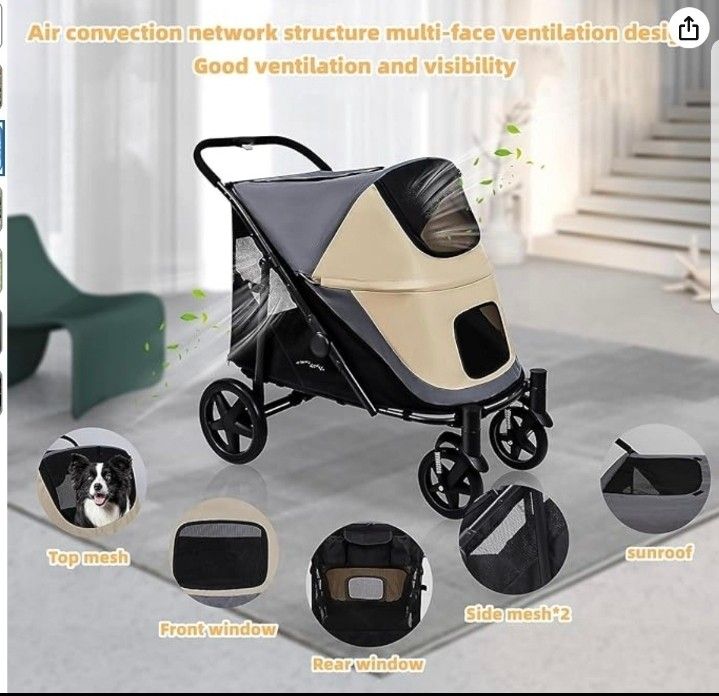 One-Click Folding Pet Stroller for Medium/ Large Pets