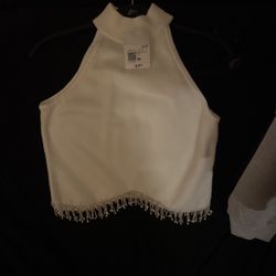 White Sleeveless Dripping Diamonds 