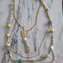 (EsMar)  GOLD TONE BEADED NECKLACE - 26"