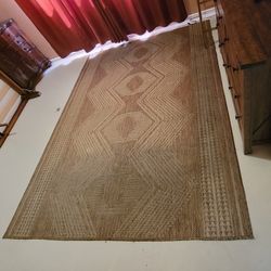 Indoor Outdoor 6'7" x 9 Tan Beige Boho Tribal Area Rug