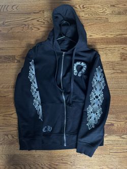 Black And White Chrome Heart Zip Up Hoodie