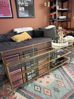West Elm Glass Coffee Table And Matching Side Table
