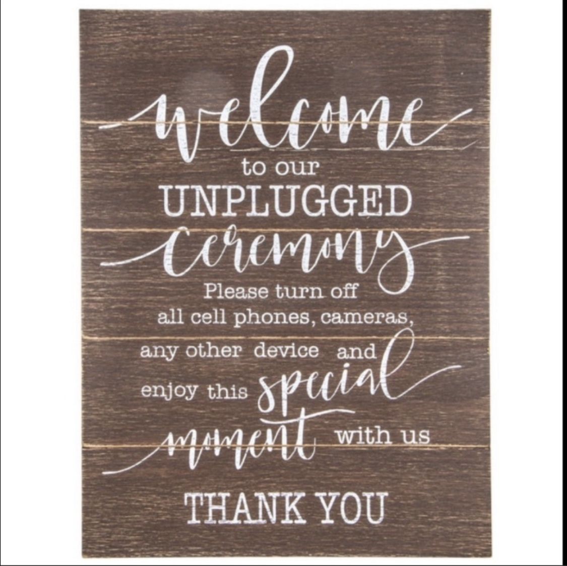 Wooden Unplugged Wedding Sign