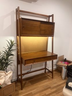 Mid-Century Modern West Elm x Pottery Barn Smart Desk with Hutch & Cork Board