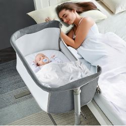 RONBEI Baby Bassinet, Bedside Sleeper,Baby Bed to Bed,Babies Crib Bed, Adjustable Portable Bed for Infant/Baby Boy/Baby Girl/Newborn (Light @U10-349