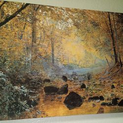 On the River Greta, Lake District, England, 1900 by John Atkinson Grimshaw 18"x24" Stretched Canvas Giclee Print 